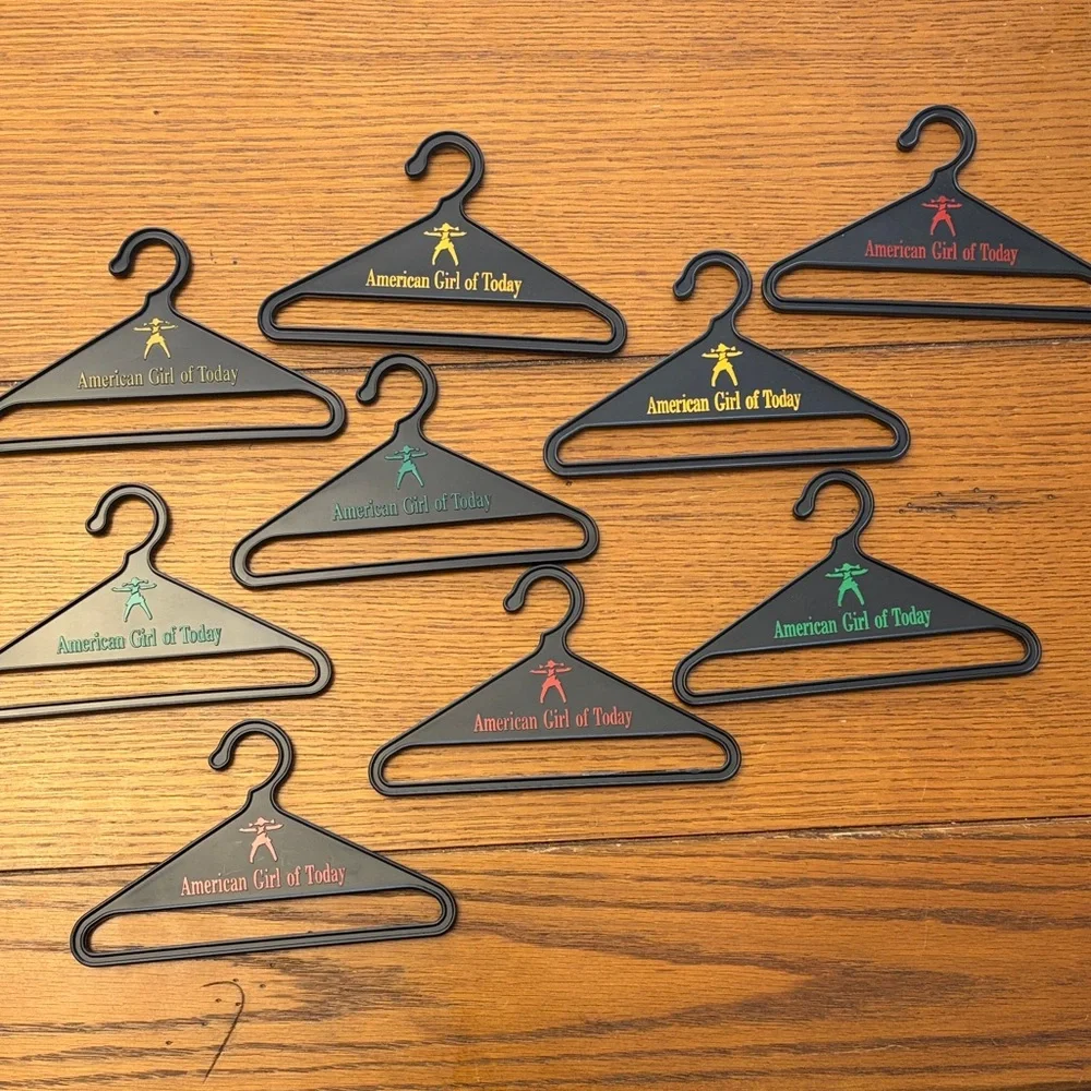 American Girl Black Mini Doll Hangers with Multicolor Logos